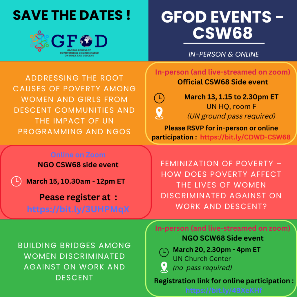 Save the dates GFoD CSW68 events 2